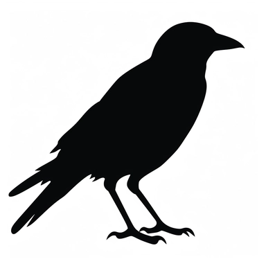 cute simple Halloween clip art black silhouette cut out of crow