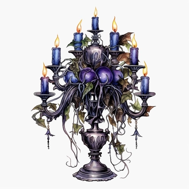 Watercolour dark fantasy black royal gothic deadly nightshade candelabra with deadly nightshade lantern and dark magic gothic books magnificent details PNG image,ultra highly detailed, 18k, sharp focus, bright photo with rich colours digitally enhanced, enhanced graphics, straight, sharp focus, bright lighting, intricate detailed png image ,high definition,300dpi,graphic clipart,computer graphics