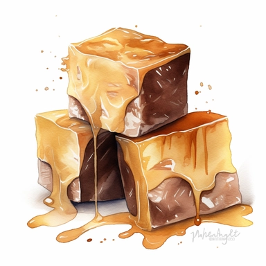 Fudge sharp illustration clipart, watercolor art, insane detail, white background