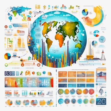 How can you use illustrations and cliparts to create engaging and informative infographics, such as for data visualization or educational purposes? White background.
