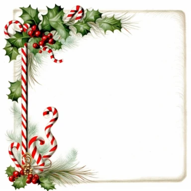 clipart with white background, Candy canes and pine boughs with pretty Christmas bow as a partial page border, clearly defined separate image, high quality--ar3:4-no mockups, watermarks, numbers, writing, letters--q2--v5.1--s1000
