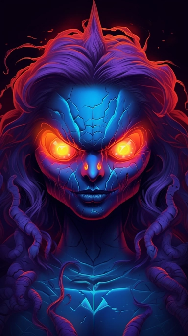 webp, oil painting, glowing eyes, clipart, Halloween, glow in the dark, neon, uhd, vivid, colorful, highly detailed,