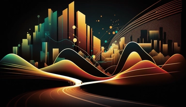 financial quarter report futuristic charts,dark background,q&a section in presentation,clipart,finish,next steps,road