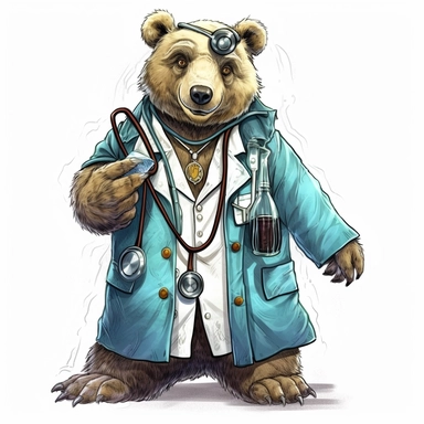 bear doctor, white back ground, clip art