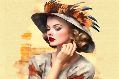 1950s Pin up girl with turkey, thanksgiving watercolor clipart