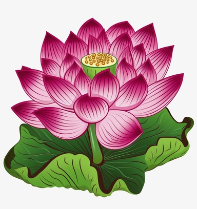 free lotus flower clip art, in the style of light green and magenta, imitated material, tang dynasty, high detailed, khmer art, eye-catching composition, white background