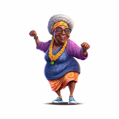 funny african grandma is exercising, full body, hand draw Illustration clipart, 4K, extremely detailed