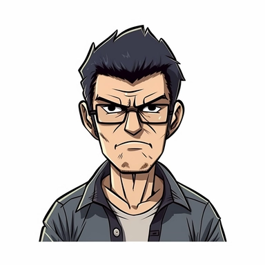 A Man with Angry Face, Body and Hand Expression, White background, Half Body Image, Clipart, Vector illustration