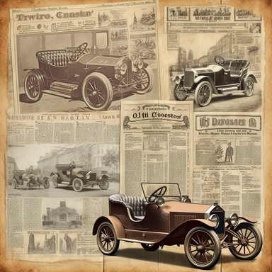 vintage style automobile newspaper illustrations clipart set, detailed 4k, clipart style, background white