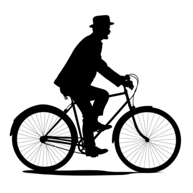 man as bicycle silhouette clipart svg, full detailed, smooth, retro