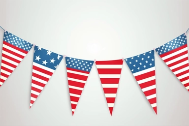 Vector USA garland of flags. Independence day bunting clipart. Triangles. Flag with stars and striped flag.
