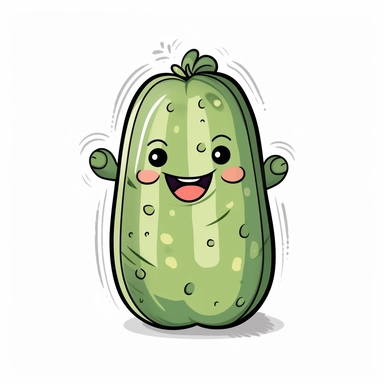 cute Cucumber, happy and smiling, bold line, clipart, sticker, white background, no shadow, 8k detail