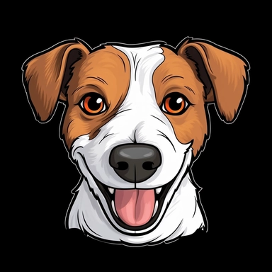 cute cartoon jack russel dog clipart, black background,--no cut off edges