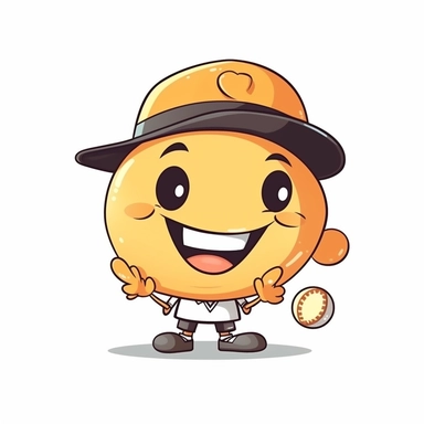 fantasy happy cute baseball player mamal face, cartoon, clipart, mascot, isolated on white background