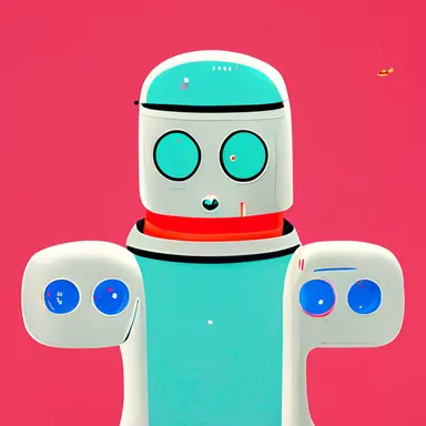 a virtual world full of heartfelt robots that encourage each other, play games with each other, create beautiful clipart together in a pop art style