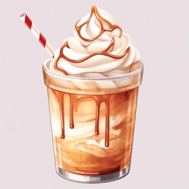 clipart of coffee cup. TRANSPARENT PLASTIC coffee cup with ice mocha latte in it. whipcream on top , straw , 2D VECTOR ART ,high detial, 8k