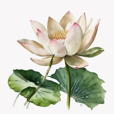 lotus flower,clipart, watercolor, isolated pure white background
