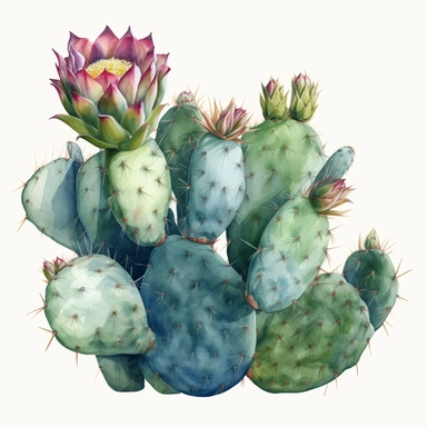 cactus, clip art, watercolor, isolated white background, 8k