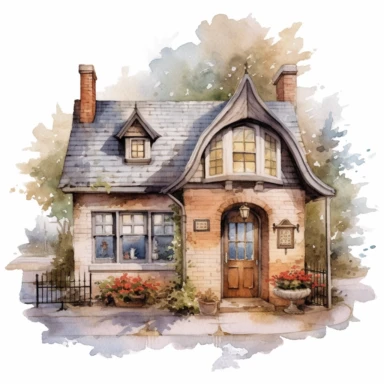 local postal office watercolor white background clipart