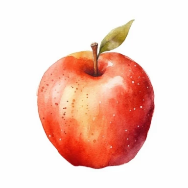 basic watercolor fall apple in minimal hand drawn style, Etsy, textured, clipart, white background