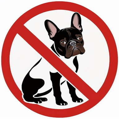 No dogs sign with a french bulldog, french bulldog breed, no text, no words, no dogs, no entry vector, french bulldog, chihuahua, sign ,sign,dog,vector,law,icon,safety,black,animal,puppy,park,red,clipart,drawing,information,pet,attention,symbol,warning,danger,elements,caution, dogs,door,sign,allowed,background,animals,dog,icons,design,law,silhouette,icon,animal,white,puppy,isolated,glass,red,lifestyle,information,