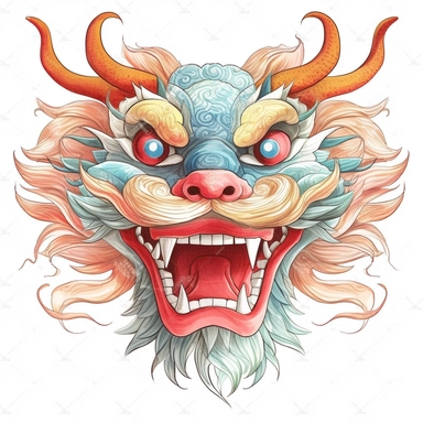 Chinese dragon clipart, watercolor style, hand painted, white background