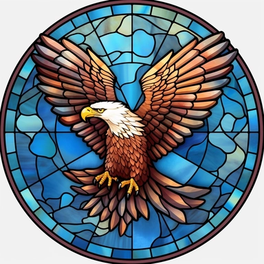 Stained Glass USA Eagle in the shape of a circle PNG Clipart