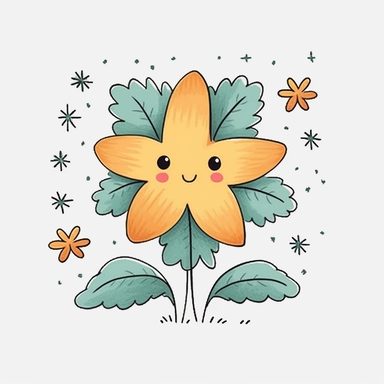 Vector Clipart, star spring Clipart, hand drawn, Single Design, 8k, cute, white background
