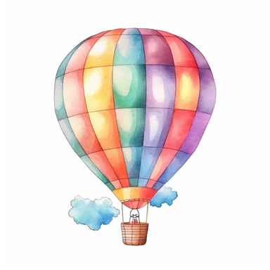 watercolor painting, a cute hot air balloon clipart, dicut clipart on white background