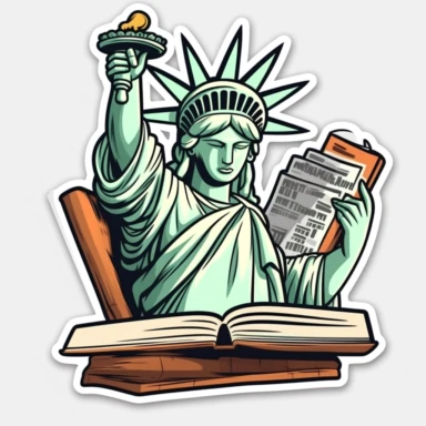 the statue of liberty studying very hard- desk-books-pens_clipart-sticker