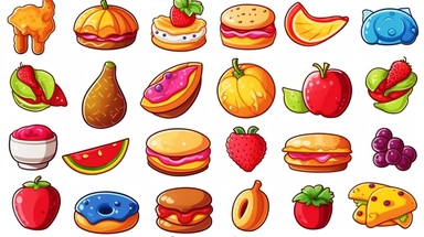 cartoon food clipart, isolated, white background, vector graphic