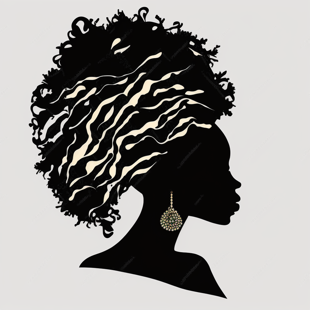 Black Woman silhouette, Afro female, hairstyle, cartoon, vector, sharp focus, super detailed, illustration, 16:9, v4, q2, 16k, High quality, clipart