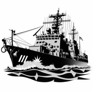 Navy army ship black white clipart