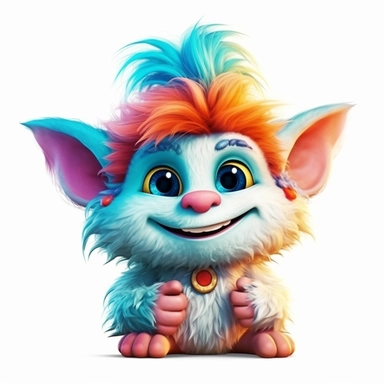 Cute Adorable magical little Troll clipart, photorealistic illustration, high detail, 8k polished, 8k, vibrant colors, white background, sticker