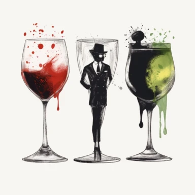 shawn coss silhouette, cocktail and beer glasses clipart, add some color shades, vintage style, old fashion, artwork, white background, 4k, detailed