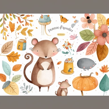 simplified single mouse clipart, simple shapes, no lines, no outlines, clipart most popular on etsy, featured on dribble, cartoon animals clipart, minimalist, computer vector graphic design clip art, watercolor illustration clipart, watercolour clipart, watercolor illlustration for kids and children, book illustration, print on demand image, PNG tranparent background