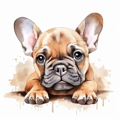 watercolour cute realistic French bulldog puppy lying down beautifully detailed cute face perfect facial features and ears four perfect legs and paws beautiful cute realistic French bulldog puppy, png clipart, 300dpi, graphic clipart,computer graphics,high resolution print graphics
