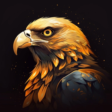 vector art, logo design, Golden Eagle drawing,Golden Eagle clipart, transparent background, 4k quality, flawless drawing , Alebrije, abstract, Illustrators, by Sabbas Apterus