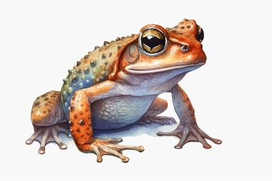 Watercolor, Natterjack Amphibian, clipart, hd, on a white background, spaced out