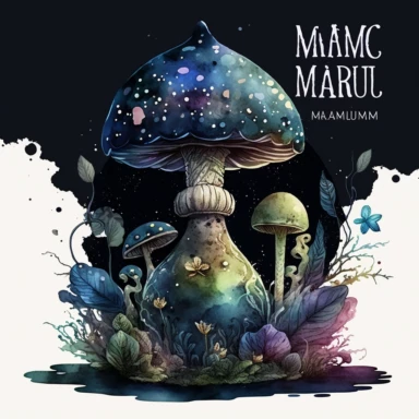 watercolor magic mushroom clipart, dark fantasy
