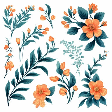 create more Floral Elements: A set of intricately designed floral clipart, including flowers, leaves, and vines, perfect for creating beautiful compositions - Image #2 <@1115523579811987476>