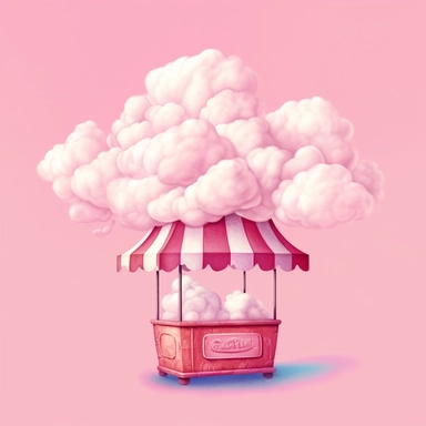 cotton candy stand, clip art, light pink background