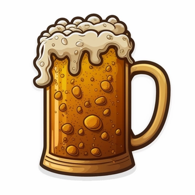 frothy beer mug, cartoon, clip art