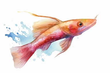 Watercolor, Eel catfish Fish, clipart, hd, on a white background, spaced out