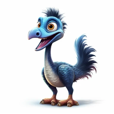 clipart, cartoon Gallimimus, in the style of imax, playful and lighthearted compositions, childlike innocence and charm, uhd image, realistic and hyper-detailed renderings, movie still, utilizes, white background