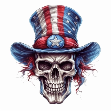 skull with american flag hat, Illustration clipart, 4K, extremely detailed