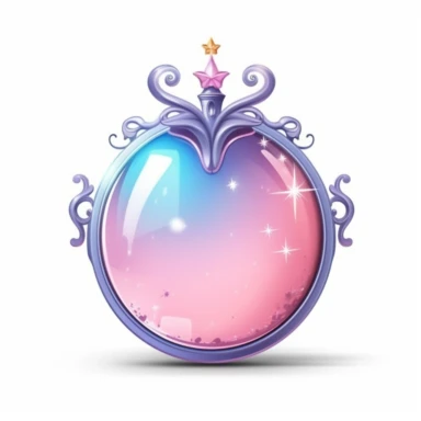 cute semi-realistic 3d magical mirror clipart, isolated on white background