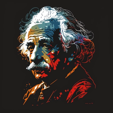 two-color clipart of albert einstein