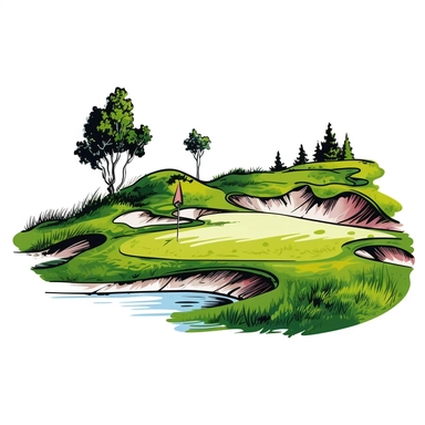 clip art, golf course, white background