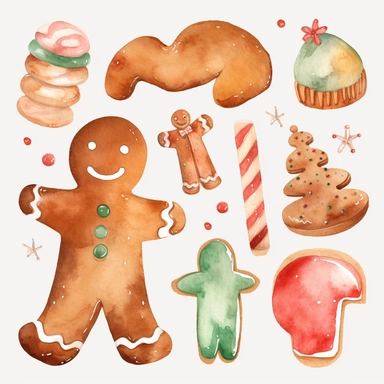 watercolour gingerbread man clipart